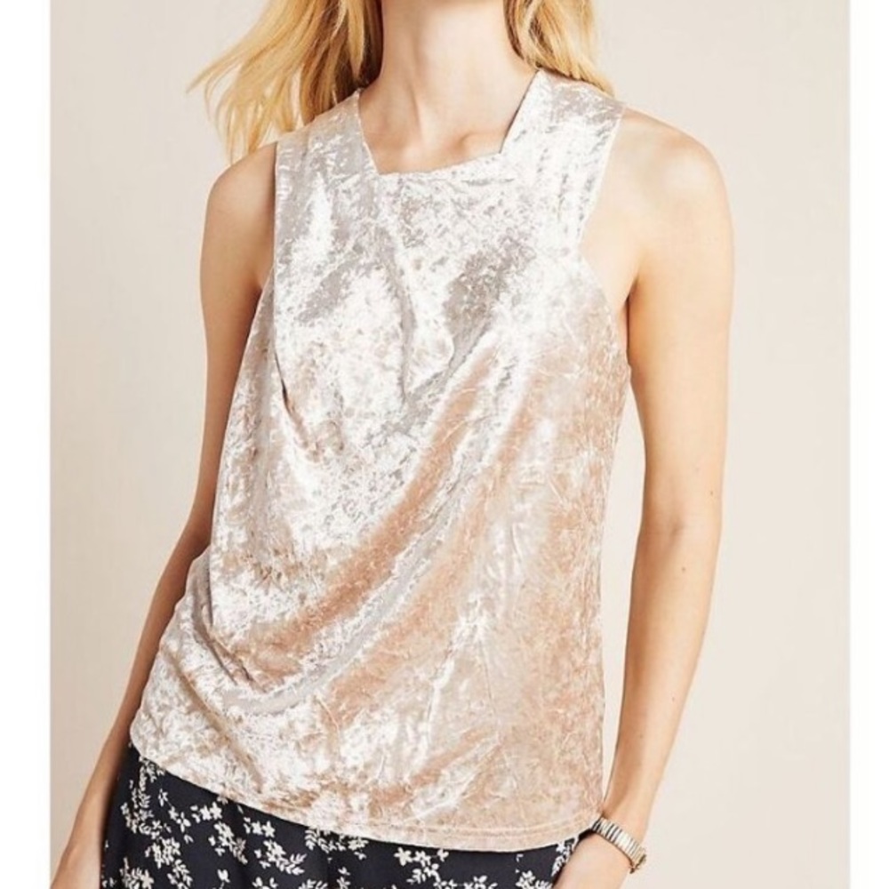 Anthropologie Jessie velvet halter tank top M NWT